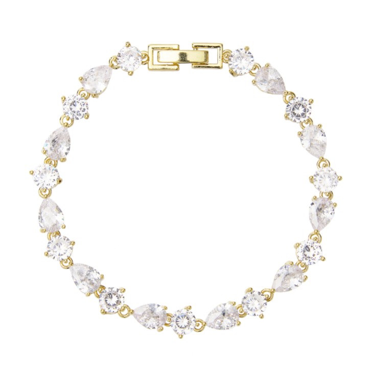 Pulseira de casamento Connaught Dainty com zircónia cúbica (dourada)