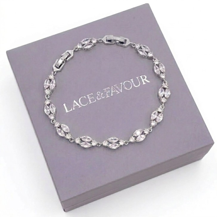 Pulsera de boda «Berkeley» con circonitas (plata)