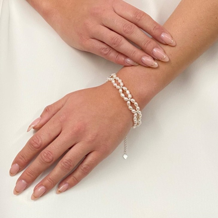 Pulsera nupcial Tuliana con perlas de agua dulce (plata)