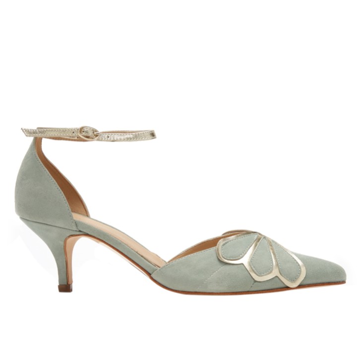 Rachel Simpson Anais Mint Suede Low Heel Ankle Strap Court Shoes