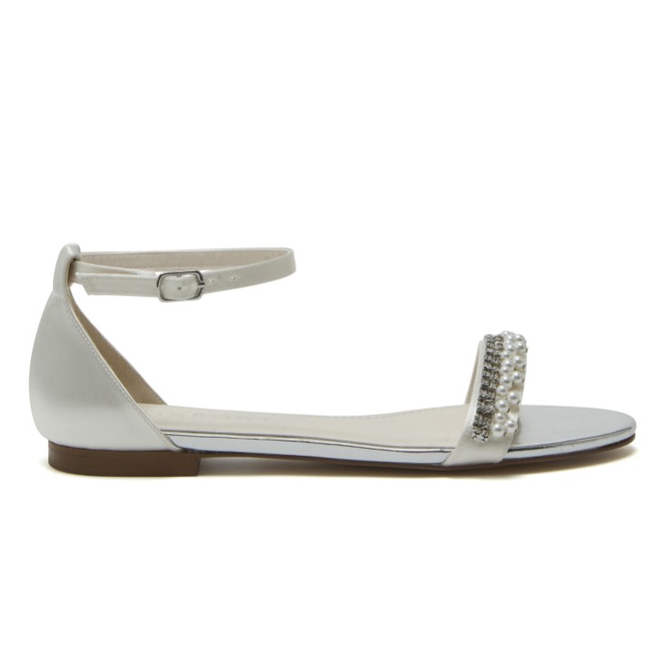 Rainbow Club Amyla - Sandali da sposa piatti impreziositi in raso avorio colorabile