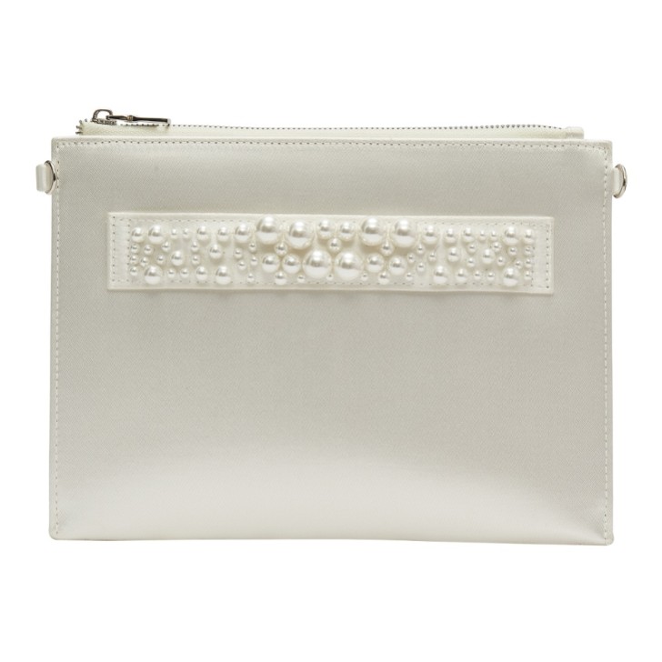 Rainbow Club CeCe Elfenbeinfarbene Satin- und Perlen-Clutch-Tasche