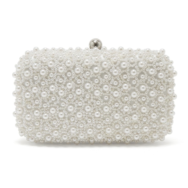 Rainbow Club Cora Dyeable Ivory Pearl Embellished Box Clutch Bag