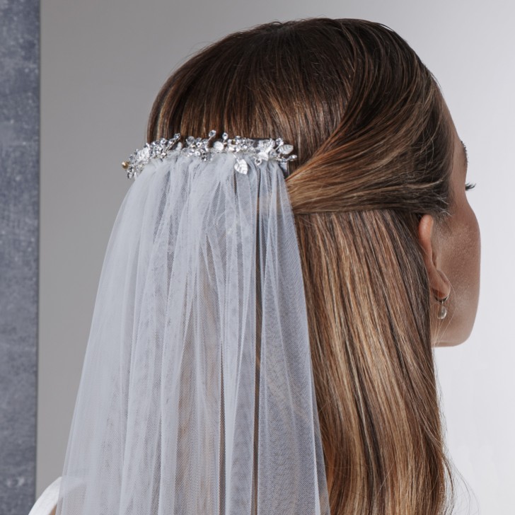 Rainbow Club Indigo Embellished Comb Ivory Chapel Veil