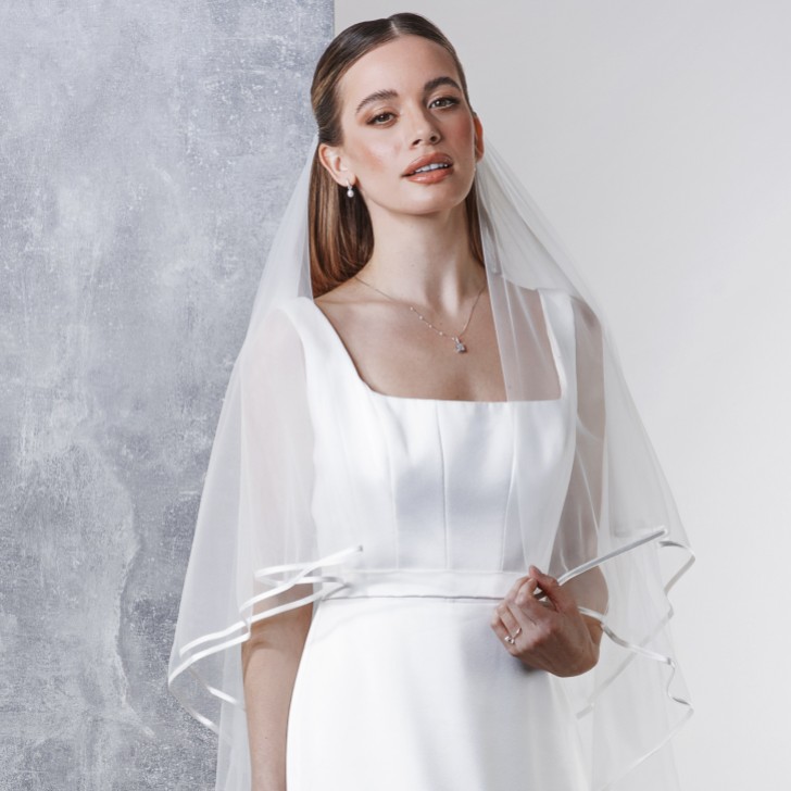 Rainbow Club Jessamy Ivory Two Tier Satin Edge Veil
