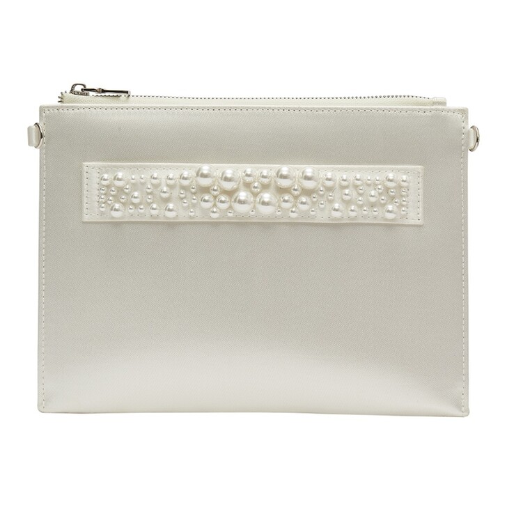 Rainbow Club Pochette CeCe en satin ivoire et perles