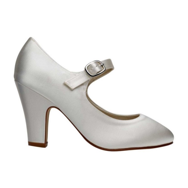 Rainbow Club Sapatos de noiva Mary Jane em cetim marfim tingível da Madeline