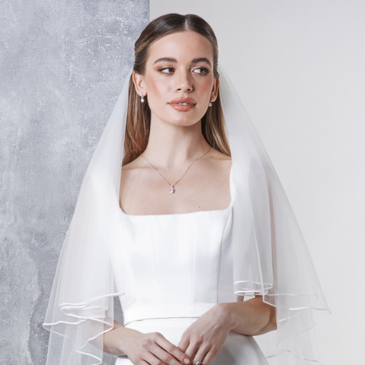 Rainbow Club Tosca Ivory Two Tier Russian Braid Edge Veil