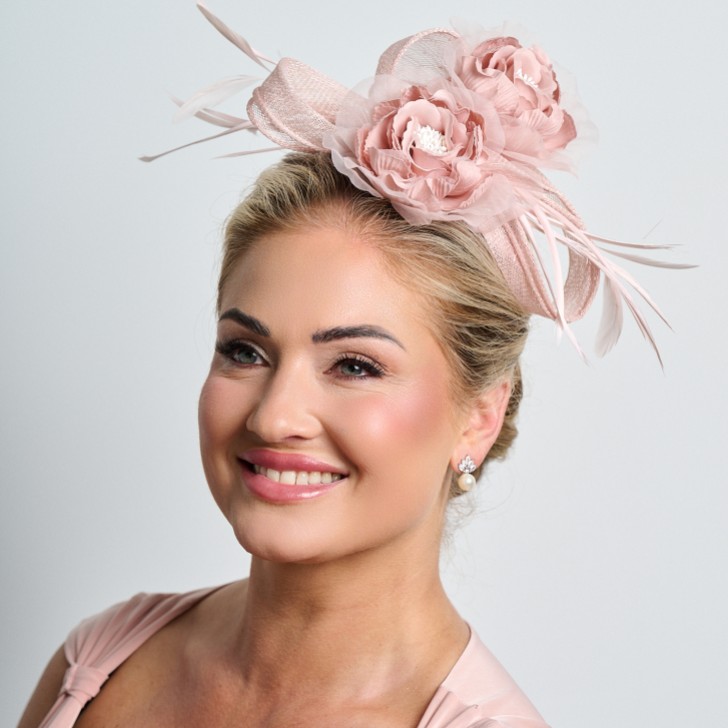 Rose Rosa Blumen Feder Hochzeit Fascinator
