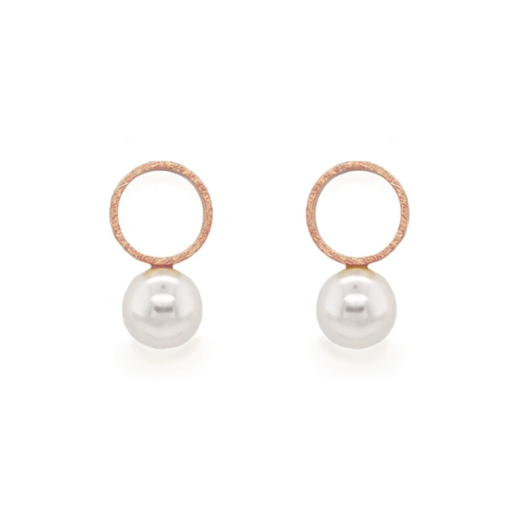 Sarah Alexander Brincos Voodoo em ouro rosa com pérolas em círculo