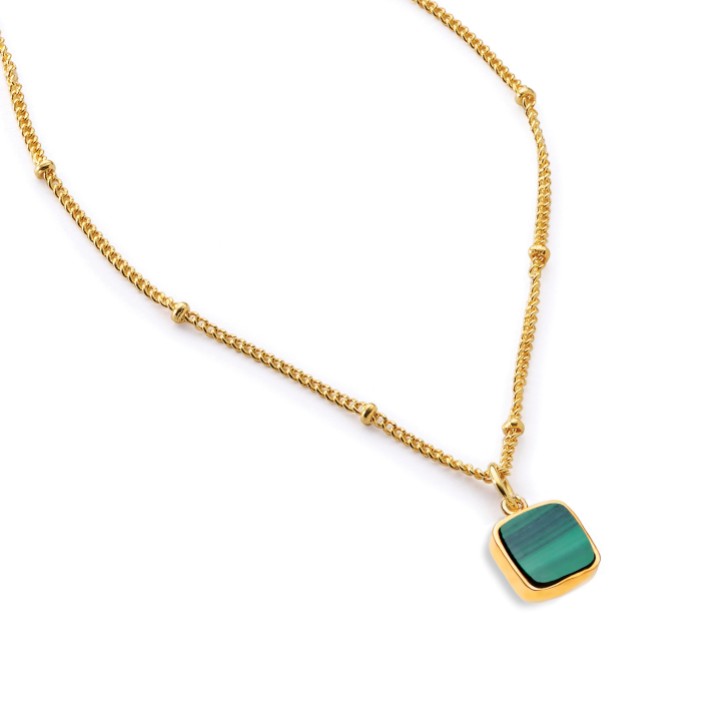 Sarah Alexander Colgante con charm cuadrado de malaquita de Napa