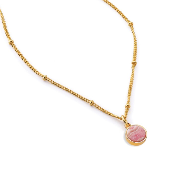 Sarah Alexander Colgante con charm redondo de rosa rodocrosita