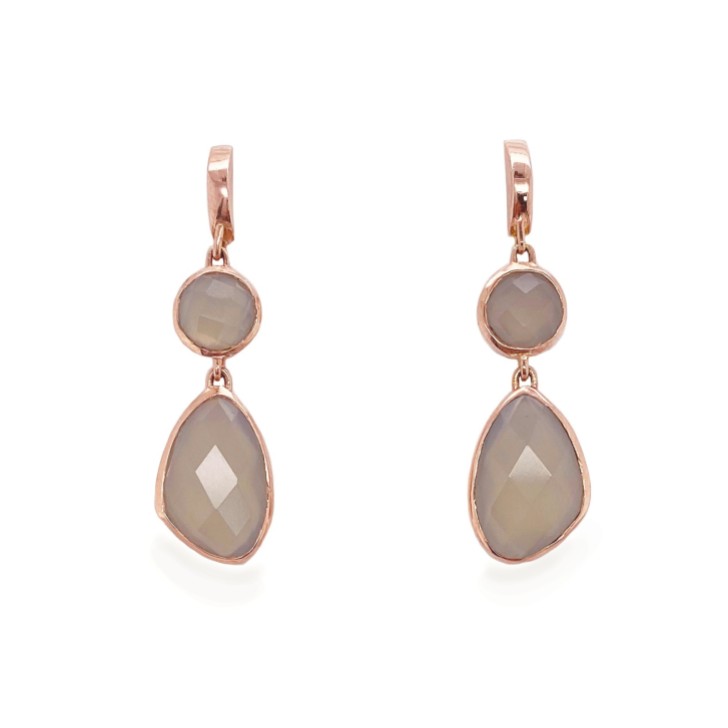 Sarah Alexander Pendientes de doble gota de calcedonia gris Nomad