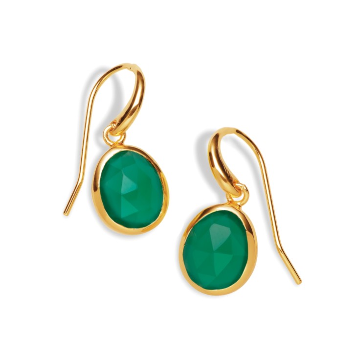 Sarah Alexander Pendientes de gota de oro con ónix verde de Nubia