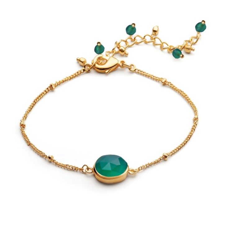 Sarah Alexander Pulsera de piedras preciosas de ónix verde y oro de Nubia