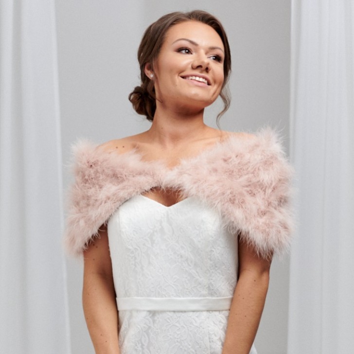 Scarlet Blush Feather Bridal Stole