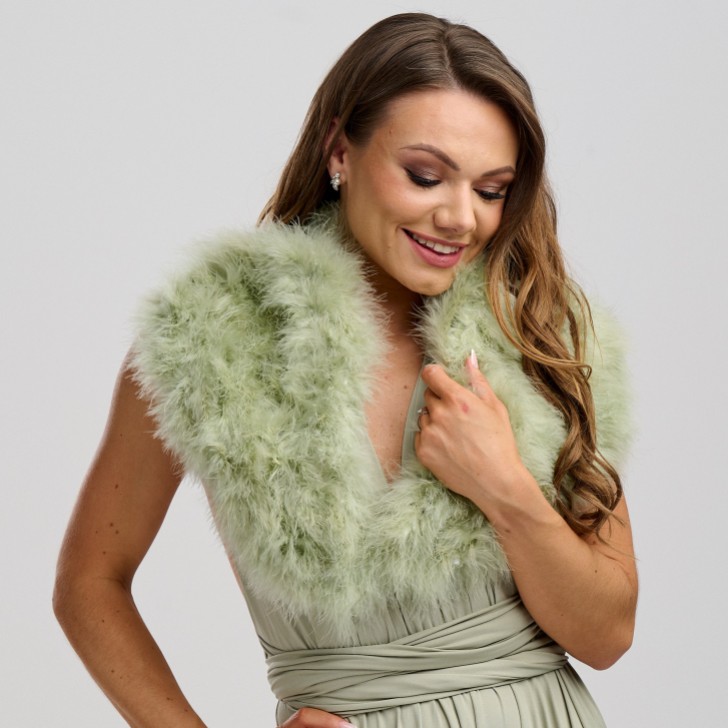 Scharlachrot Salbei Grün Feder Hochzeit Wrap