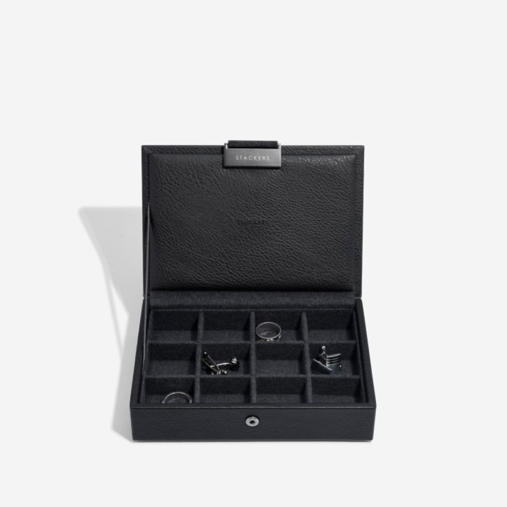 Stackers Black Faux Leather Cufflink Box