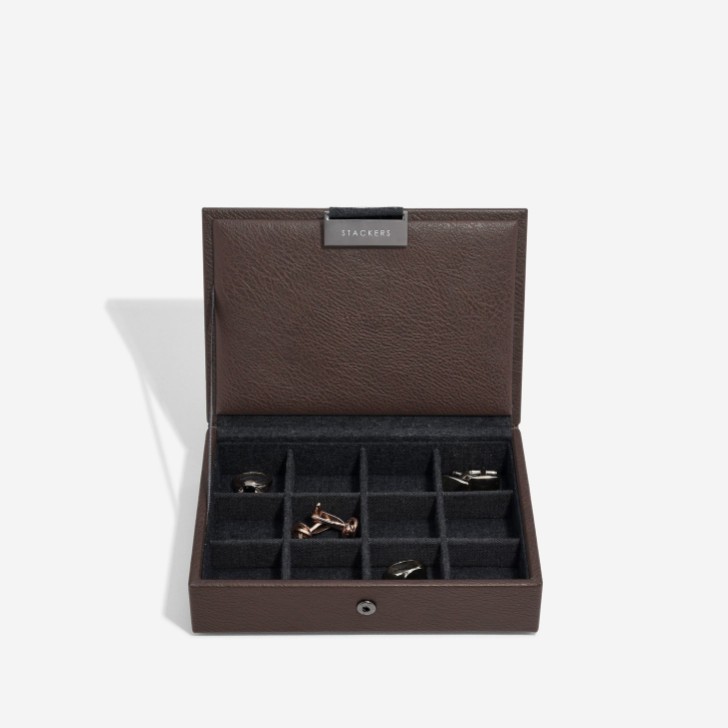 Stackers Brown Faux Leather Cufflink Box