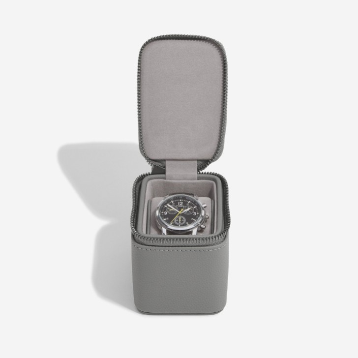 Stackers Estuche de viaje con cremallera para relojes en color gris pizarra