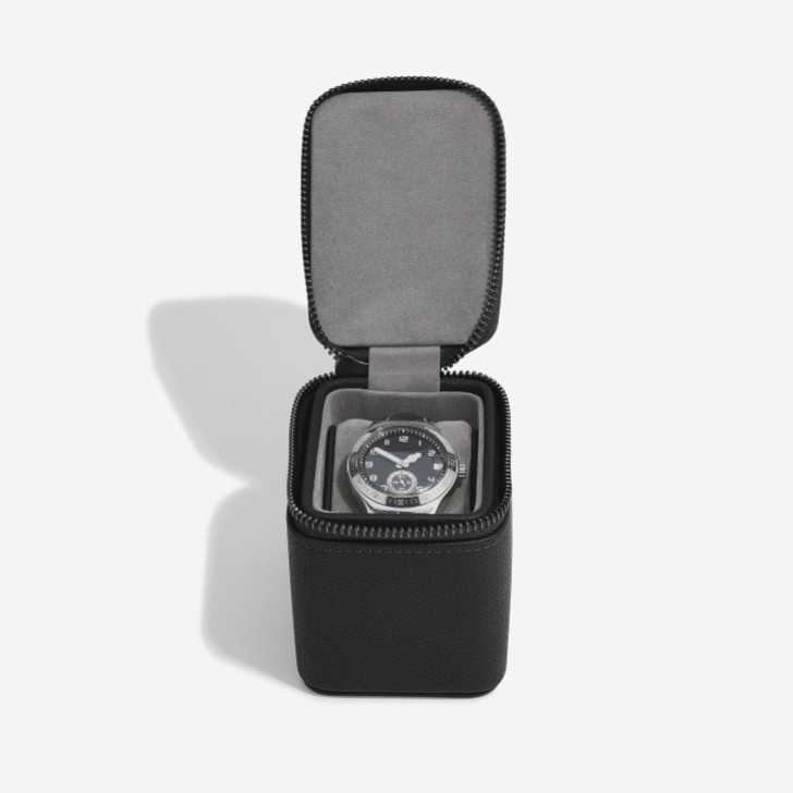 Stackers Estuche de viaje negro con cremallera para relojes
