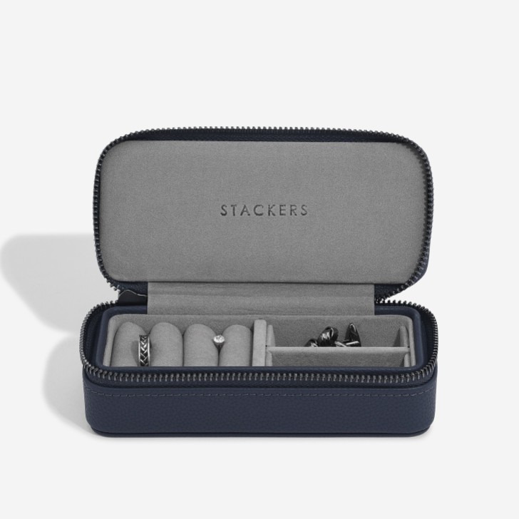 Stackers Men's Navy Zipped Travel Jewellery Box