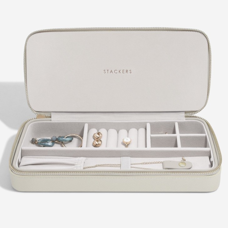 Stackers Oatmeal Sleek Necklace Zipped Travel Jewellery Box