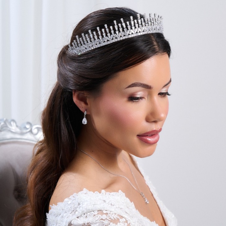 Tiara nuziale Millennium in cristallo con zirconia cubica