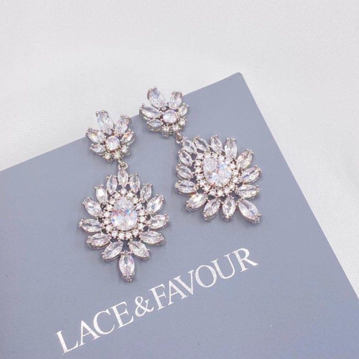 Valencia Sparkling Statement CZ Chandelier Earrings