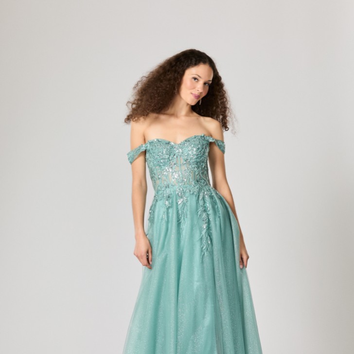 Vestido de baile Tiffanys Destiny em verde salva TFY