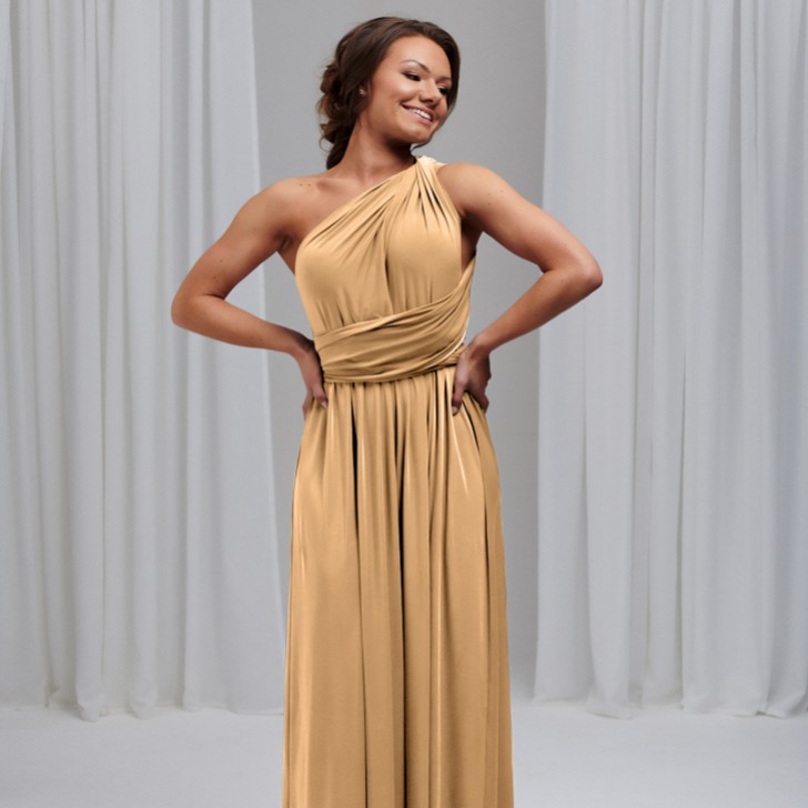 Vestido de dama de honor Emily en oro rosa con múltiples formas de llevar (talla única)