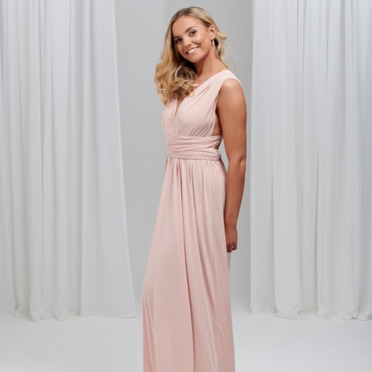 Vestido de dama de honor Emily Rose en rosa palo, de múltiples estilos (talla única)