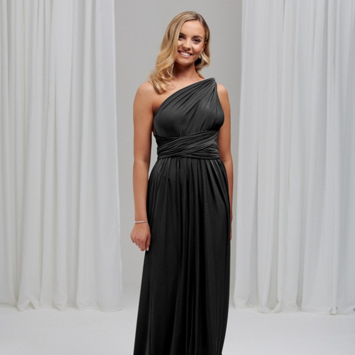 Vestido de dama de honra Emily Rose Black com vários estilos (tamanho único)