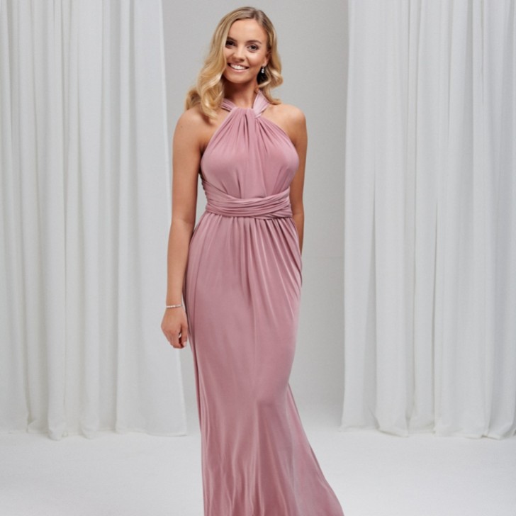 Vestido de dama de honra Emily Rose Dusty Rose com vários estilos (tamanho único)