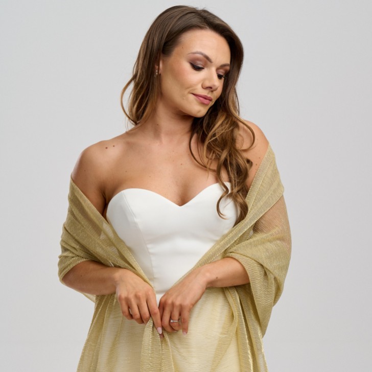 Xaile de casamento dourado metalizado