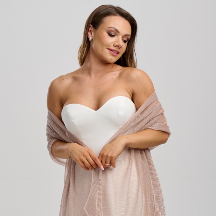 Xaile de casamento em tom rosa dourado metálico