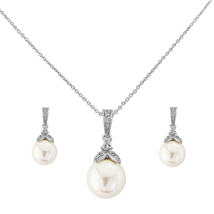 Zestaw biżuterii ślubnej Opulence Pearl (srebrny)