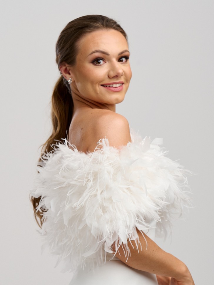 Bardot Ivory Ostrich Feather Bridal Stole