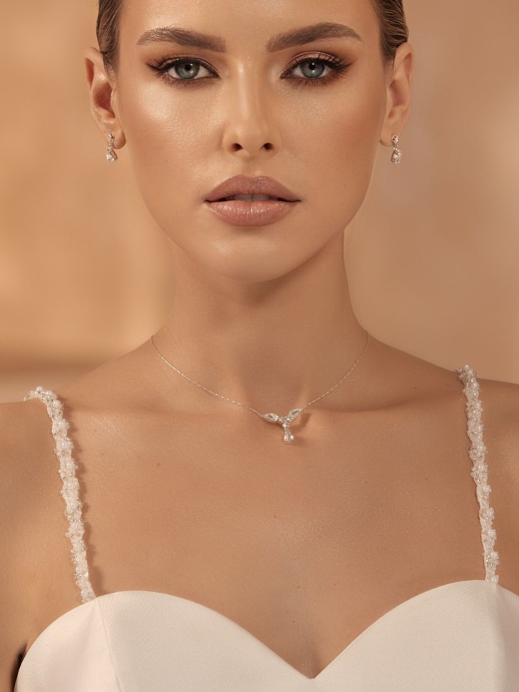 Bianco Detachable Thin Beaded and Pearl Wedding Dress Straps