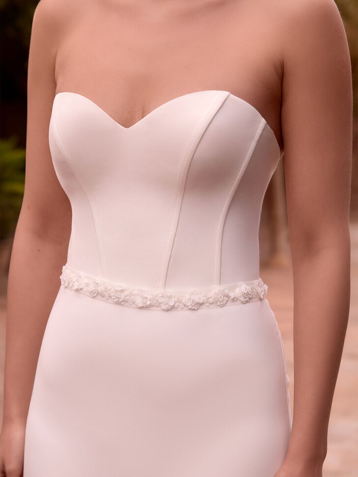 Bianco Ivory Beaded Floral Wedding Dress Belt