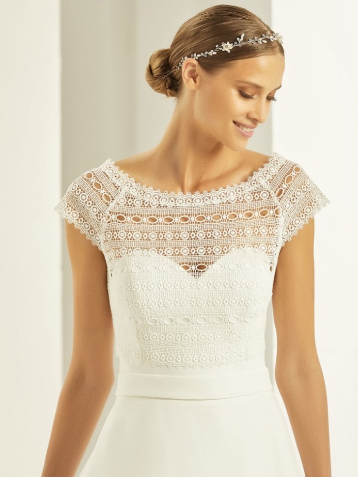 Bianco Ivory Boho Lace Short Sleeve Wedding Bolero E278