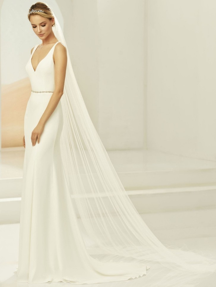 Bianco Ivory Plain Single Tier Chapel Veil with Corded Edge S388