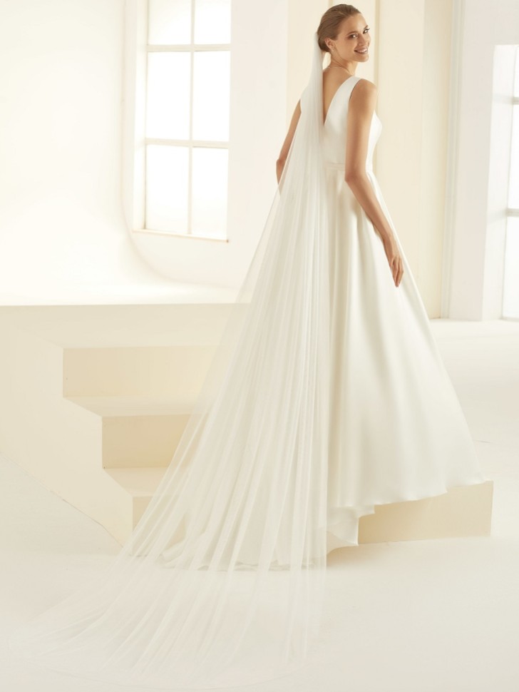 Bianco Single Tier Glitter Tulle Cathedral Veil S362