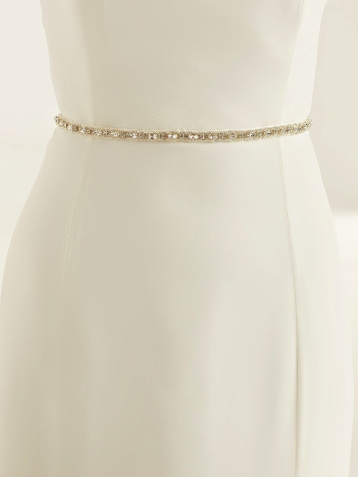 Cinturón de satén para vestido de novia con adornos de cristal fino en color blanco
