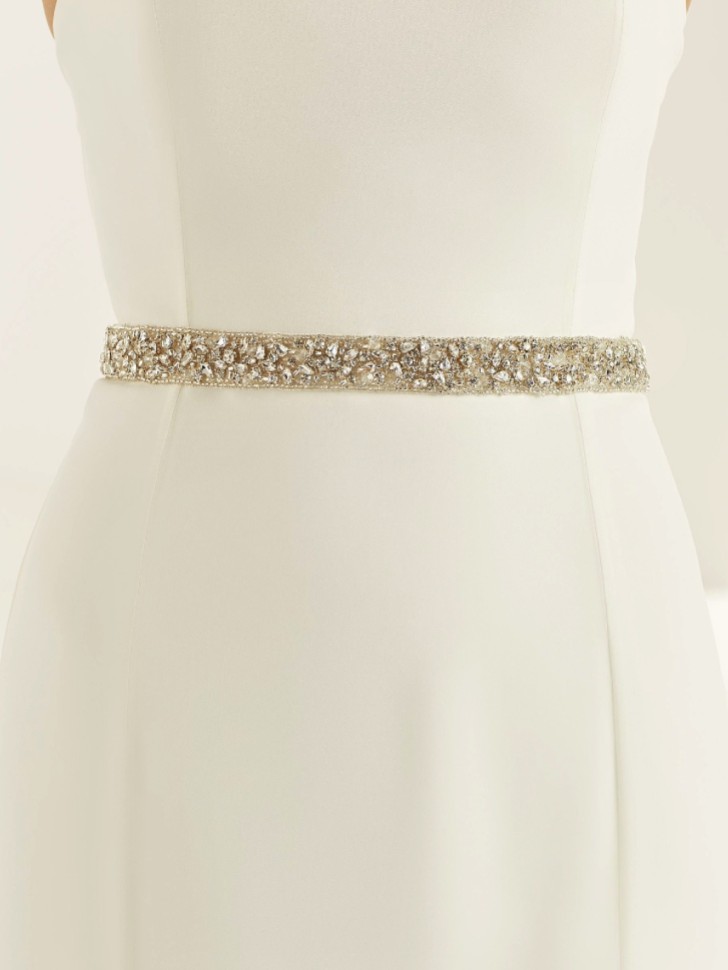 Cinturón para vestido de novia de cristal brillante en color blanco