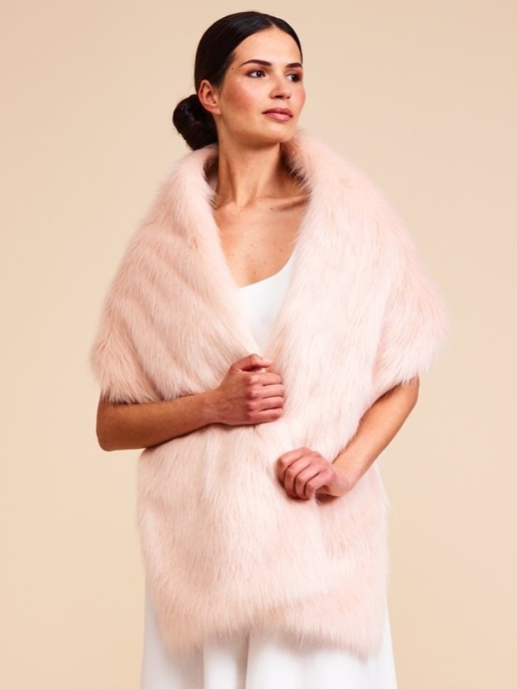 Helen Moore Blush Long Faux Fur Stole