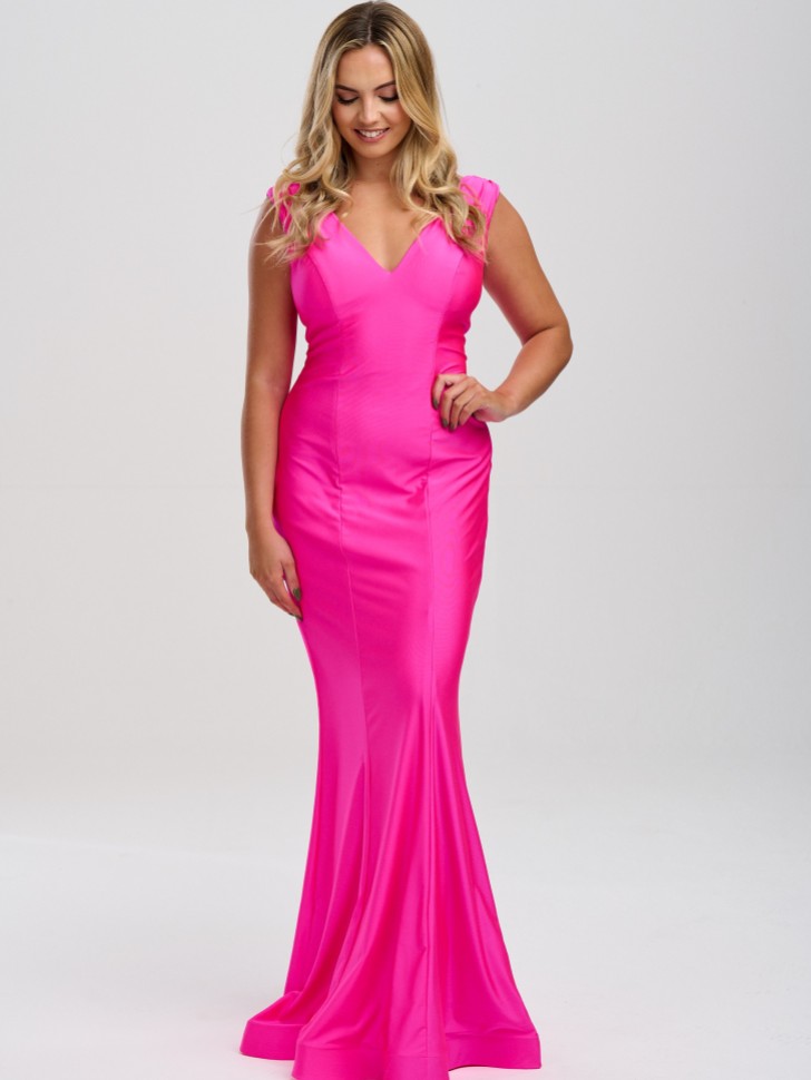 Linzi Jay V-Ausschnitt Satin Jersey Passendes Ballkleid