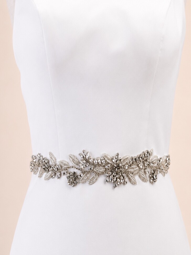 Perfect Bridal Cinto de noiva com design de folha de cristal