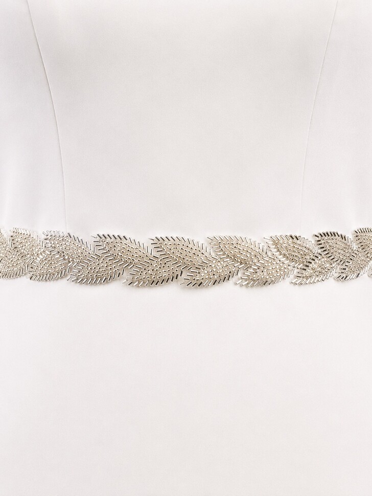 Perfect Bridal Cinturón nupcial con delicadas cuentas de plata en forma de hoja