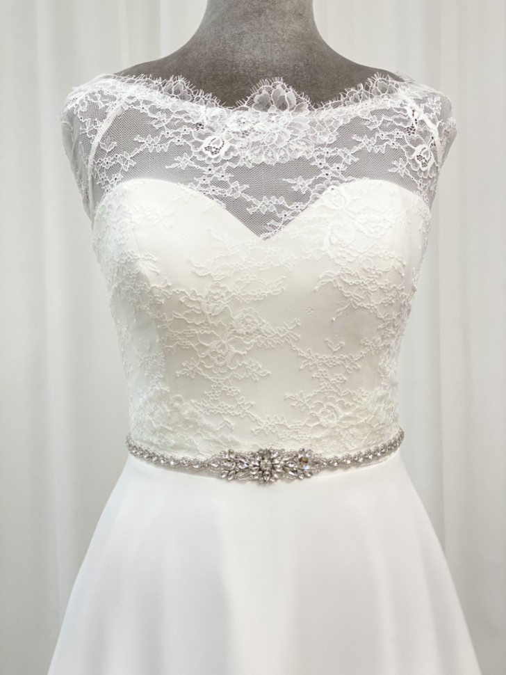 Perfect Bridal Cinturón nupcial de cristal, perlas y pedrería de Georgia